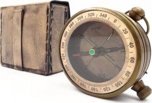 Upominkarnia Mosiężny kompas retro w skórzanym etui C0006 1