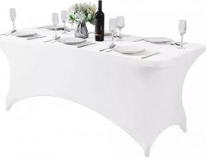 GreenBlue Obrus elastyczny pokrowiec na stół cateringowy biały GreenBlue, 180x75x74cm, Spandex, GB371 2