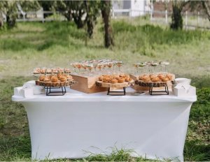 GreenBlue Obrus elastyczny pokrowiec na stół cateringowy biały GreenBlue, 180x75x74cm, Spandex, GB371 4