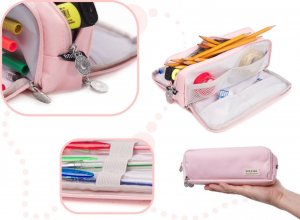 Piórnik Kontext Piórnik Szkolny Potrójny Saszetka Kosmetyczka Różowy 2