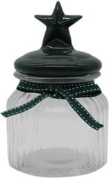 Altom Design Pojemnik do przechowywania 650ml relief z ceramiczną pokrywką gwiazdka zielona Altom Design 1