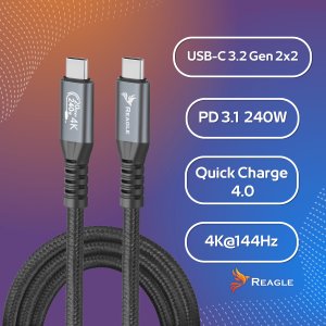 Kabel USB Reagle Thunderbolt 3 USB-C - USB-C 1 m Czarny 2