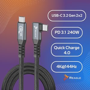Kabel USB Reagle USB-C - USB-C 3 m Czarno-szary 4