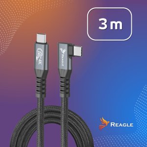 Kabel USB Reagle USB-C - USB-C 3 m Czarno-szary 10
