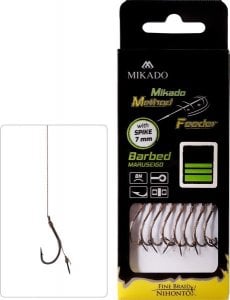Mikado Przypon Method Feeder Mikado- z igłą - hak z zadziorem nr 4 / plecionka: 0.16mm/10cm - op.8szt. 1