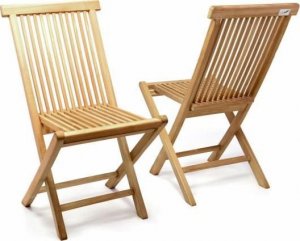 Divero Składane krzesła DIVERO z drewna tekowego 2 szt. 1