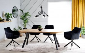 SIGNAL MEBLE Stół rozkładany DOMINGO 100 (100-250) okleina dębowa/czarny SIGNAL 2