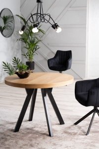 SIGNAL MEBLE Stół rozkładany DOMINGO 100 (100-250) okleina dębowa/czarny SIGNAL 8