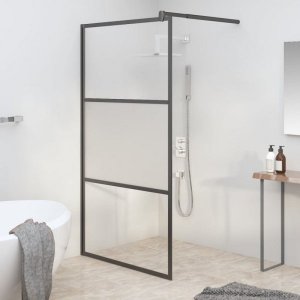 vidaXL Ścianka prysznicowa, 100x195 cm, szkło półmrożone ESG, czarna 1