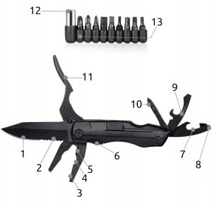 Dexxer Uniwersalne narzędzie wielofunkcyjne Multitool 21 w 1 (Czarne) uniwersalny 15