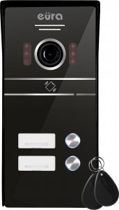 Eura Wideodomofon EURA VDP-80C5 - dwurodzinny, czarny, 2x LCD 7'', FHD, obsługa 2 wejść, kamera 1080p., czytnik RFID, natynk 3