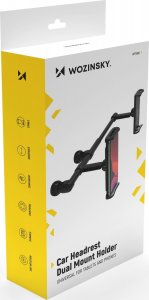Wozinsky Wozinsky podwójny uchwyt na telefon do samochodu na zagłówek czarny (WTHBK1) 5