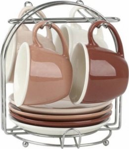 DKD Home Decor Zestaw filiżanek do kawy DKD Home Decor Brązowy Beżowy Metal 4 Części 90 ml 1