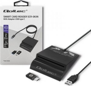 Qoltec Inteligentny czytnik chipowych kart ID SCR-0636 | USB typu C 1