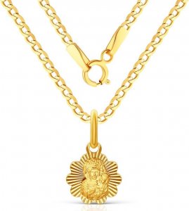 Irbis komplet złotej biżuterii - medalik Matka Boska Częstochowska z łańcuszkiem Uniwersalny 2