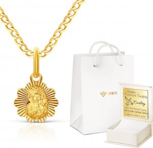 Irbis komplet złotej biżuterii - medalik Matka Boska Częstochowska z łańcuszkiem Uniwersalny 4