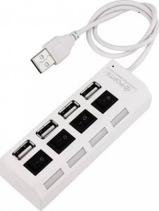 HUB USB Aptel AKTYWNY HUB USB 2.0 z Włącznikami 4 Porty biały AK228C 3