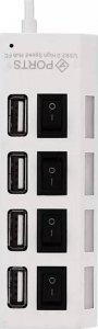 HUB USB Aptel AKTYWNY HUB USB 2.0 z Włącznikami 4 Porty biały AK228C 5
