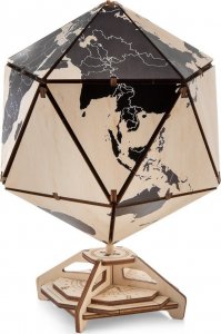 EcoWoodArt EWA Drewniane Puzzle 3D - Dwudziestościenny Czarny Globus 1