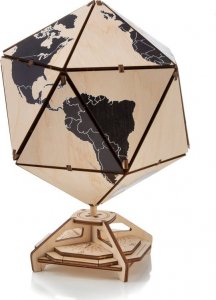EcoWoodArt EWA Drewniane Puzzle 3D - Dwudziestościenny Czarny Globus 2