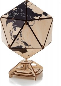 EcoWoodArt EWA Drewniane Puzzle 3D - Dwudziestościenny Czarny Globus 3