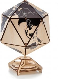 EcoWoodArt EWA Drewniane Puzzle 3D - Dwudziestościenny Czarny Globus 4