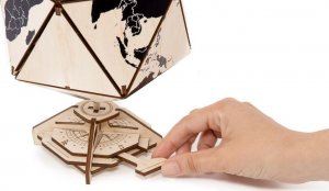 EcoWoodArt EWA Drewniane Puzzle 3D - Dwudziestościenny Czarny Globus 5