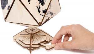 EcoWoodArt EWA Drewniane Puzzle 3D - Dwudziestościenny Czarny Globus 6