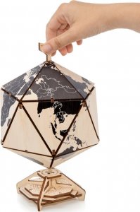 EcoWoodArt EWA Drewniane Puzzle 3D - Dwudziestościenny Czarny Globus 7