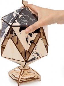 EcoWoodArt EWA Drewniane Puzzle 3D - Dwudziestościenny Czarny Globus 9
