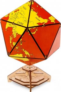EcoWoodArt EWA Drewniane Puzzle 3D - Dwudziestościenny Czerwony Globus 1