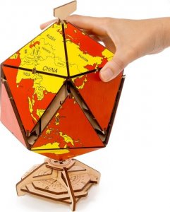 EcoWoodArt EWA Drewniane Puzzle 3D - Dwudziestościenny Czerwony Globus 6