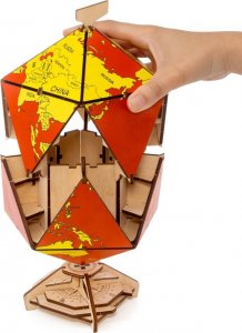EcoWoodArt EWA Drewniane Puzzle 3D - Dwudziestościenny Czerwony Globus 7