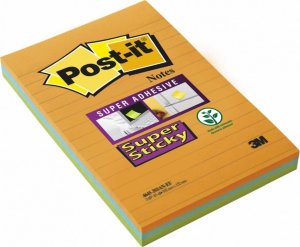 Post-It 3M Karteczki samoprzylepne POST-IT® Super Sticky XXL, w linię (4645-3SSAN ), 101x152mm, 3x45 kart., paleta bankok 1