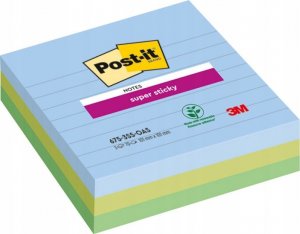 Post-It 3M Karteczki samoprzylepne Post-it® Super Sticky XL, OASIS, w linię, 101x101mm, 3x70 kart. 1