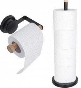 YokaHome Komplet uchwyt na papier toaletowy i stojak na zapasowe rolki bambus - Yoka 1