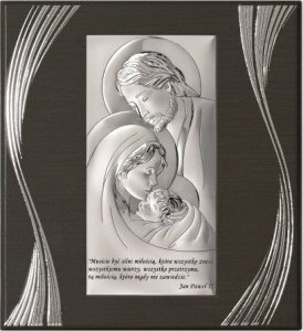 Beltrami Srebrny Obrazek na Panelu- Święta Rodzina z cytatem 1