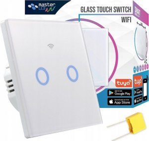 Masterled Włącznik szklany dotykowy WIFI podwójny czarny/biały 2