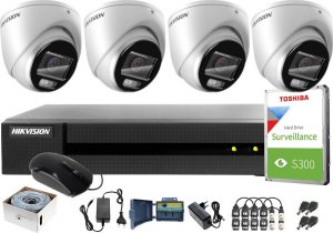 Hikvision Zestaw do monitoringu po skrętce 4 kamery Hikvision ColorVu Full HD 1