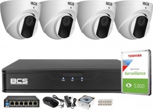 BCS Zestaw do monitoringu Rejestrator BCS-P-NVR0401-4K-E-II Kamery 4x BCS-P-EIP14FSR3 4Mpx 1