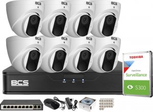 BCS Zestaw do monitoringu Rejestrator BCS-P-NVR0801-4K-E-II Kamery 8x BCS-P-EIP14FSR3 4Mpx 1