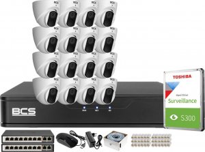 BCS Zestaw do monitoringu Rejestrator BCS-P-NVR1601-4K-E-II Kamer 16x BCS-P-EIP14FSR3 4Mpx 1
