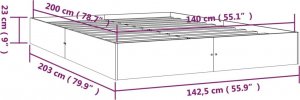 vidaXL vidaXL Rama łóżka, biała, lite drewno, 140 x 200 cm 9
