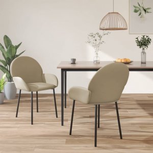 vidaXL vidaXL Krzesła stołowe, 2 szt., cappuccino, obite sztuczną skórą 1