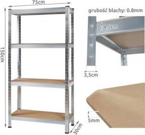 Malatec Regał magazynowy 150x75x30 9