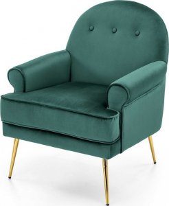 Selsey SELSEY Fotel wypoczynkowy Nostame velvet zielony - złote nóżki 1