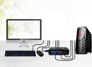 Przełącznik Pawonik PRZEŁĄCZNIK KVM VGA 2X1 SWITCH 3XUSB HUB BOX 3