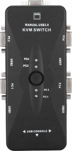 Przełącznik Pawonik PRZEŁĄCZNIK KVM VGA 4X1 SWITCH 3XUSB HUB BOX 4