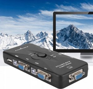 Przełącznik Pawonik PRZEŁĄCZNIK KVM VGA 4X1 SWITCH 3XUSB HUB BOX 5