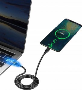 Kabel USB Pawonik USB-A - USB-C 1 m Czarny 2